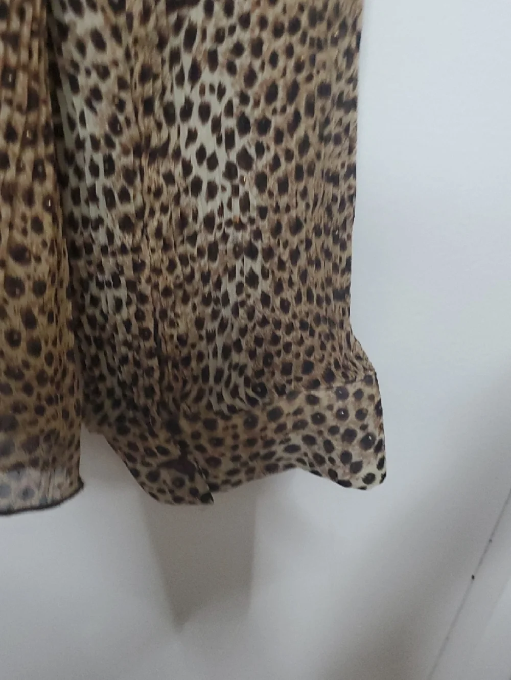 Leopard Print Ruffle Button-Front Blouse - Brown - Picture 7 of 8